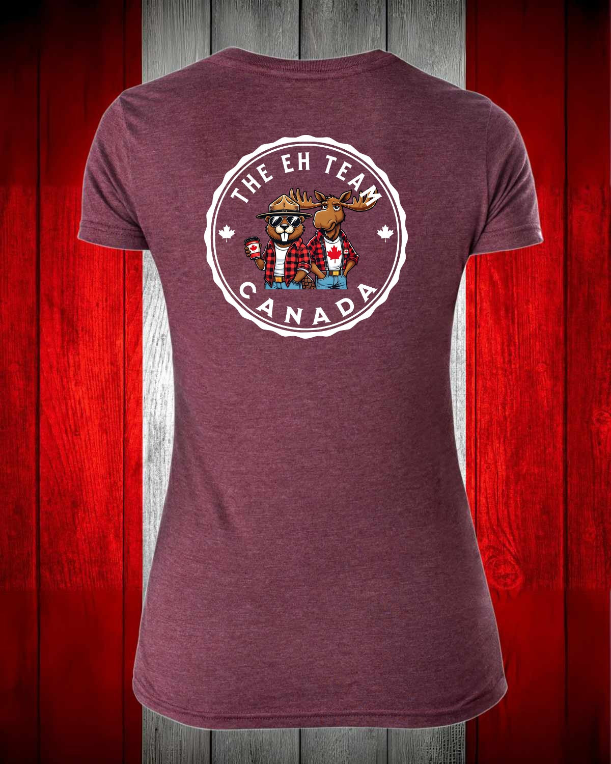 The Eh Team Left Chest and Full Back Women's V-neck Stanfield's Tee