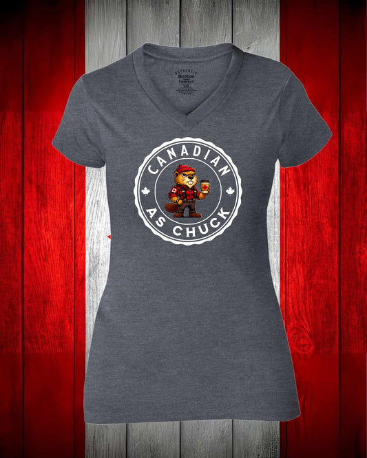Canadian As Chuck Front Women's V-neck Stanfield's Tee