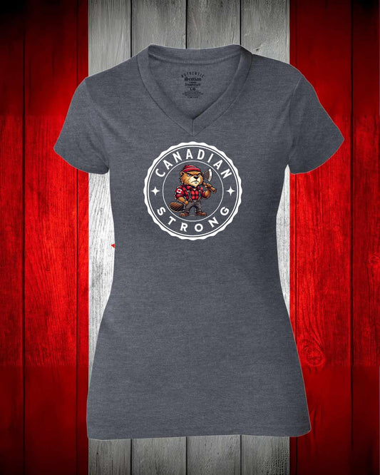 Canadian Strong Beaver Full Women's V-neck Stanfield's Tee