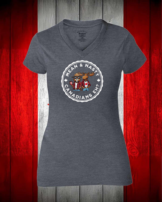 Mean And Nasty Canadian's Eh! Full Women's V-neck Stanfield's Tee