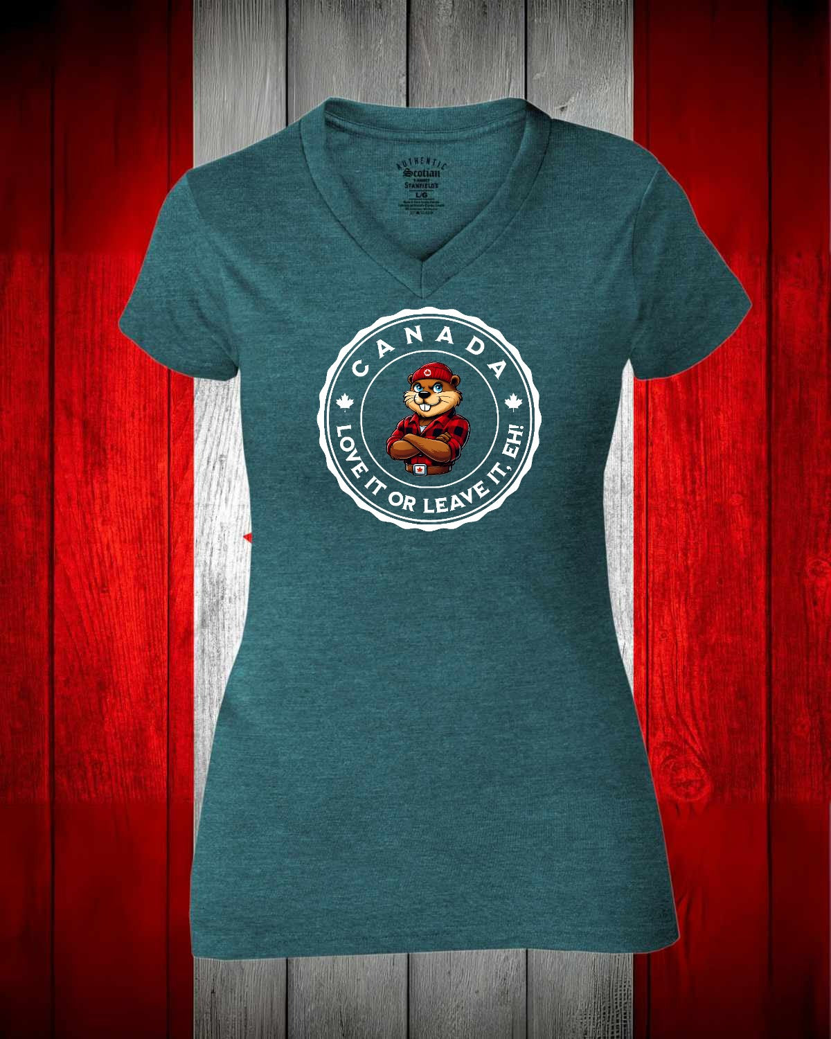 Canada Love it or Leave it eh! Full Women's V-neck Stanfield's Tee