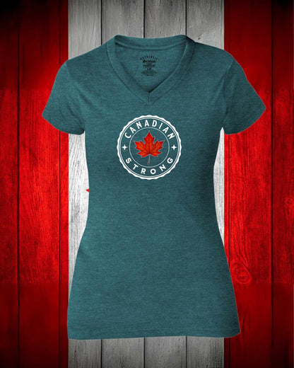 Canadian Strong Leaf Full Women's V-neck Stanfield's Tee