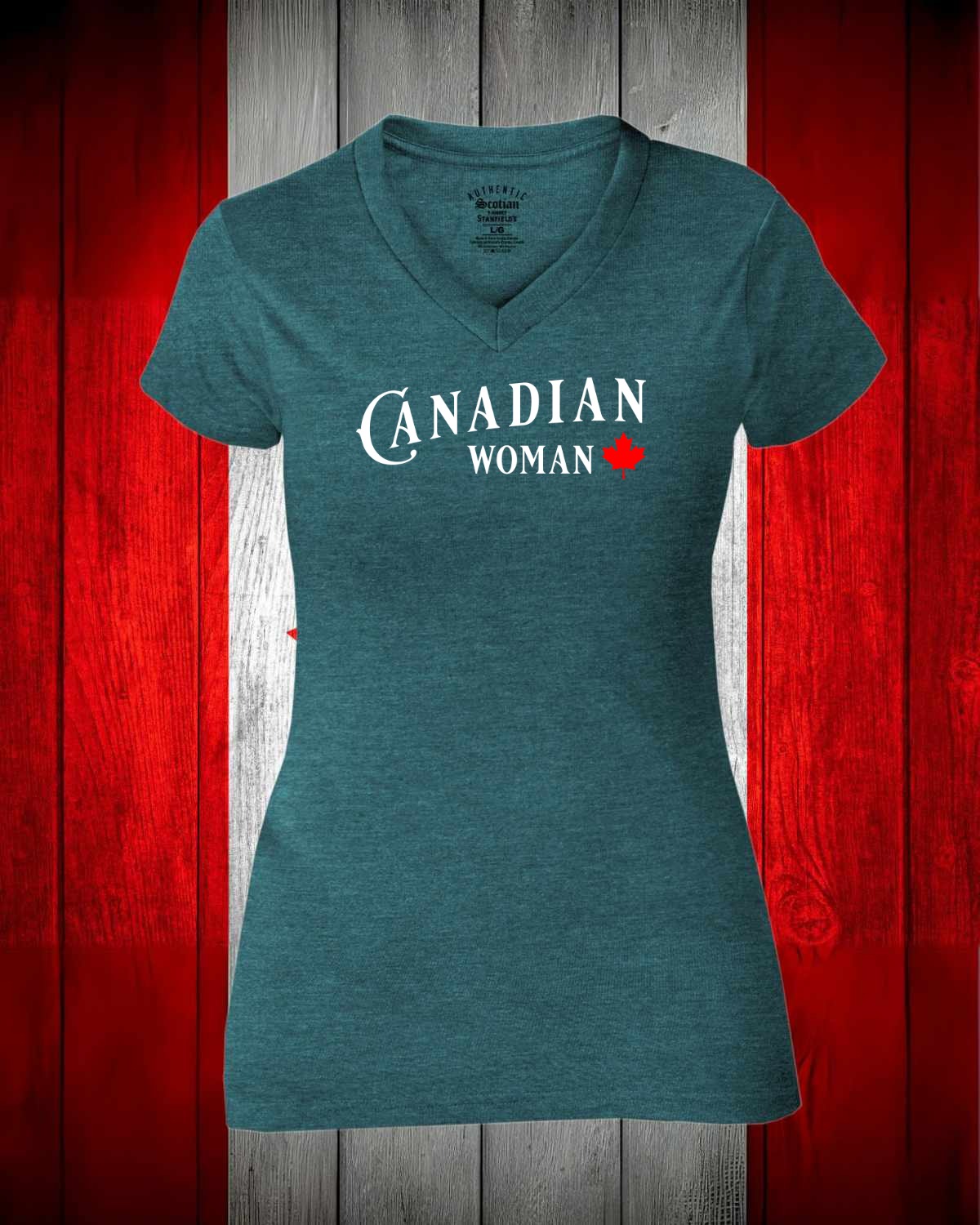Canadian Woman Leaf Full Women's V-neck Stanfield's Tee