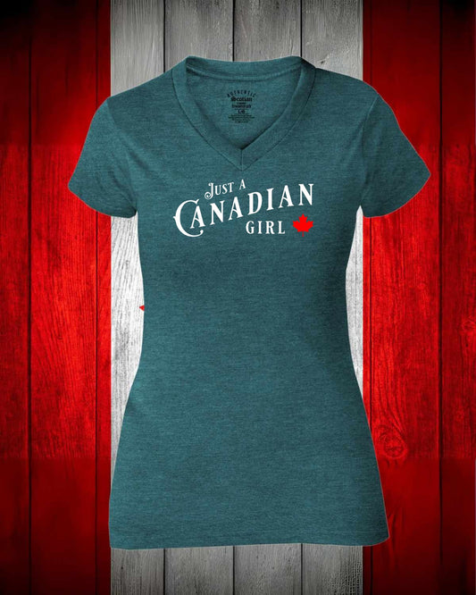 Just a Canadian Girl Leaf Full Women's V-neck Stanfield's Tee