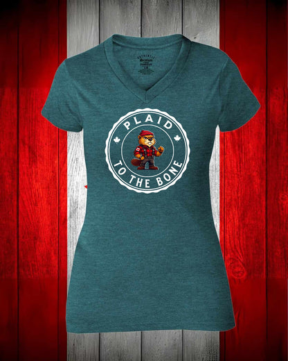 Plaid to the Bone Beaver Women's V-neck Stanfield's Tee