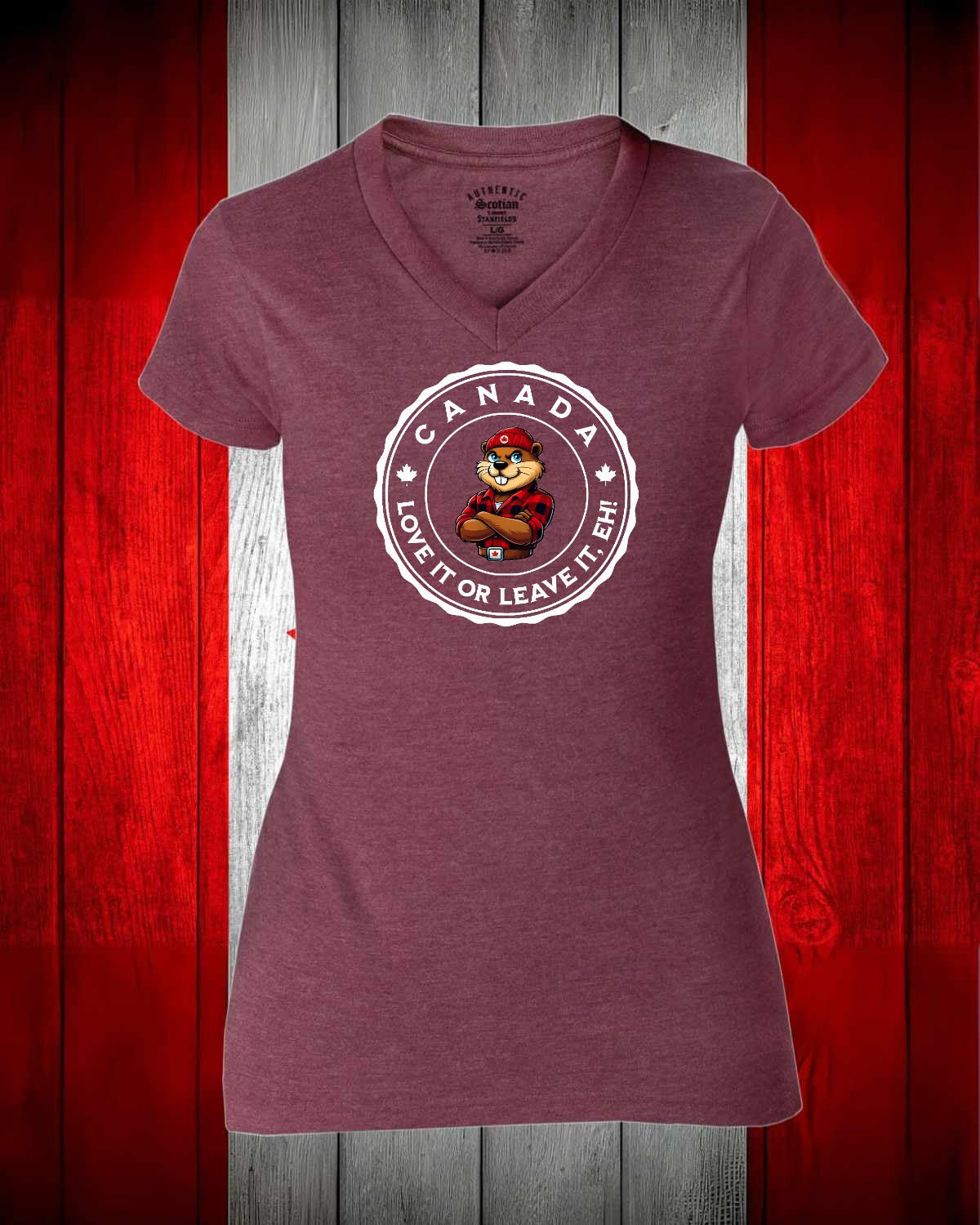Canada Love it or Leave it eh! Full Women's V-neck Stanfield's Tee