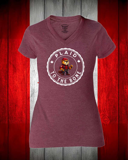 Plaid to the Bone Beaver Women's V-neck Stanfield's Tee