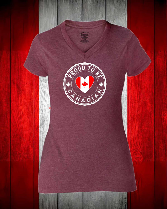 Proud to be Canadian Heart Full Women's V-neck Stanfield's Tee