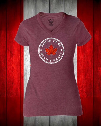 Proud to be Mean & Nasty Leaf  Full Women's V-neck Stanfield's Tee