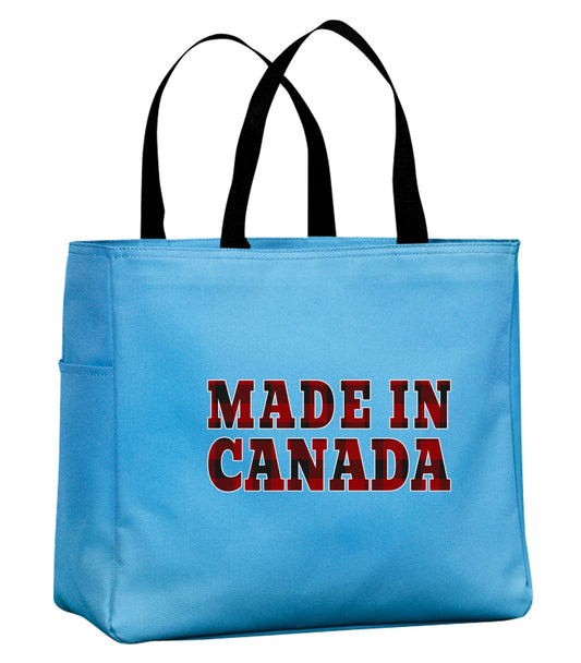 Made In Canada Plaid Background Tote Bag