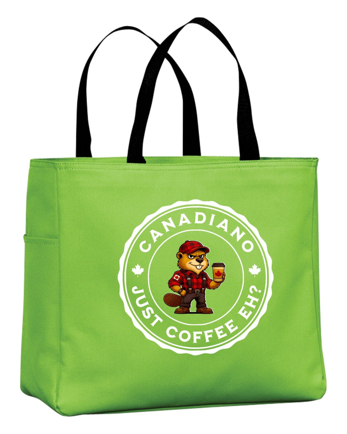 Canadiano Just Coffee Eh Male Beaver Tote Bag