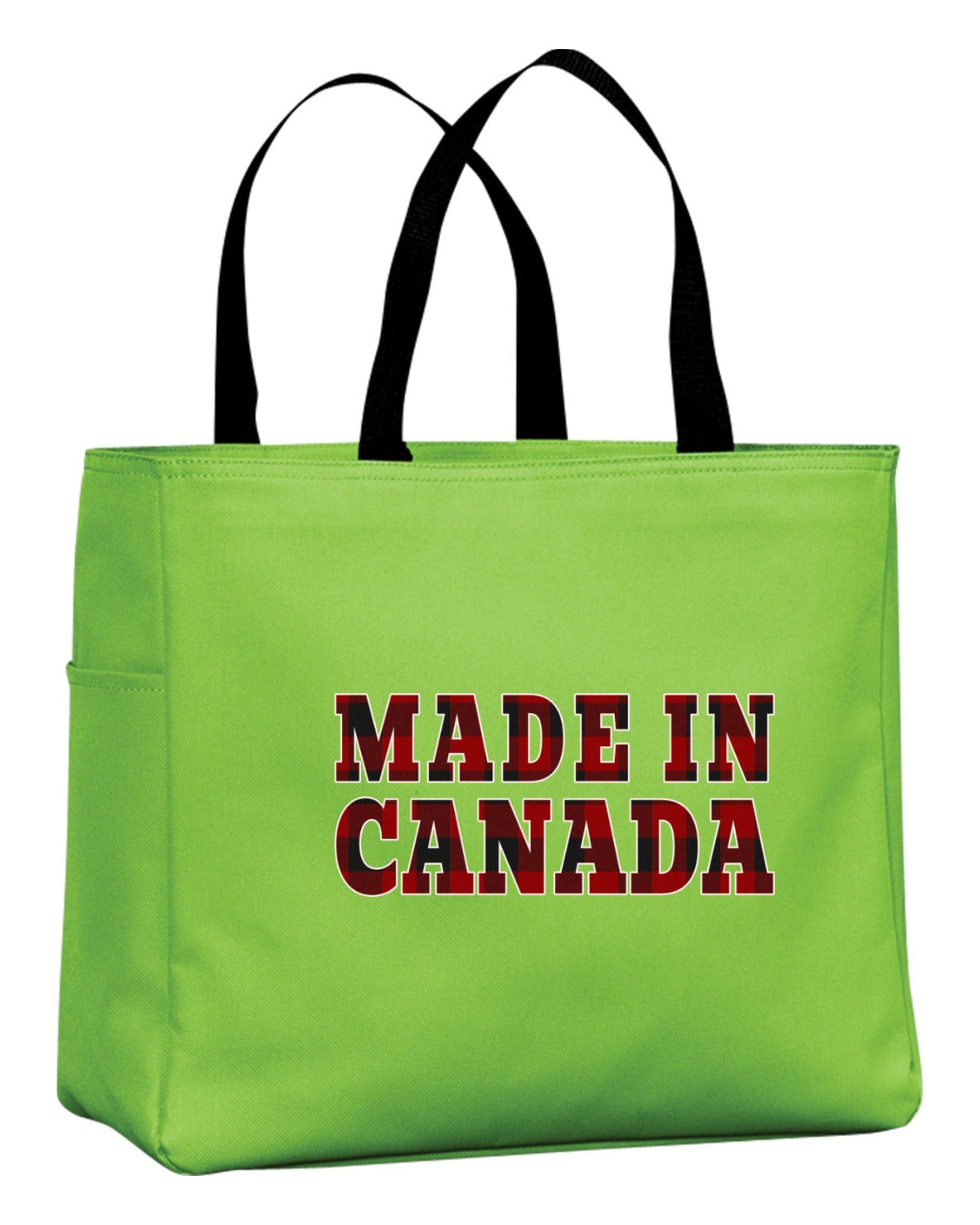 Made In Canada Plaid Background Tote Bag