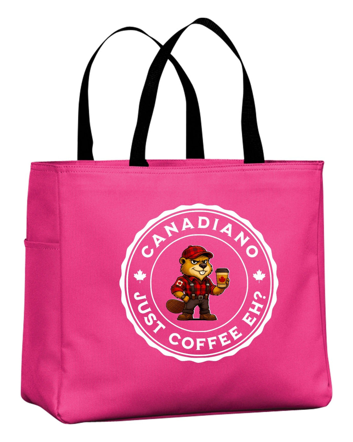 Canadiano Just Coffee Eh Male Beaver Tote Bag