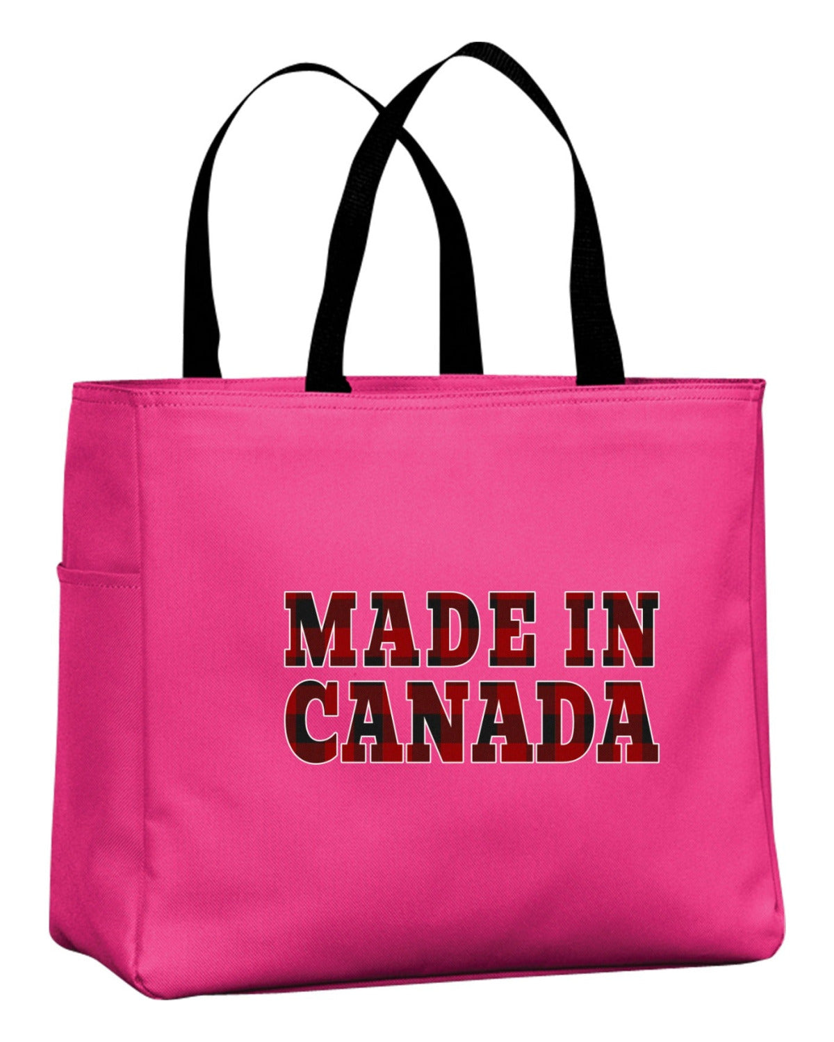 Made In Canada Plaid Background Tote Bag