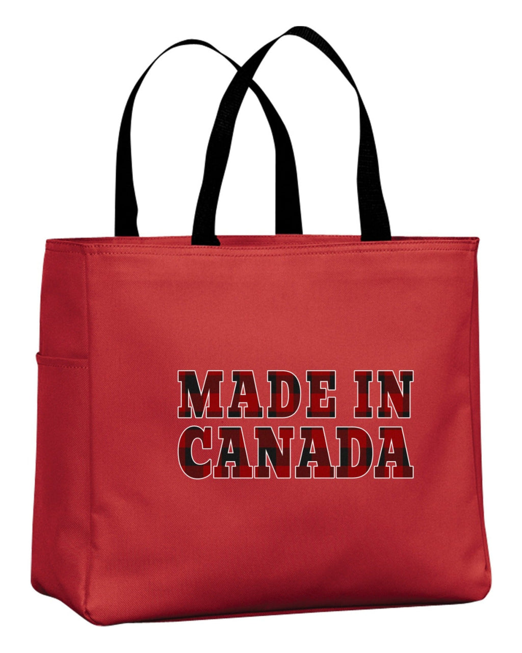 Made In Canada Plaid Background Tote Bag