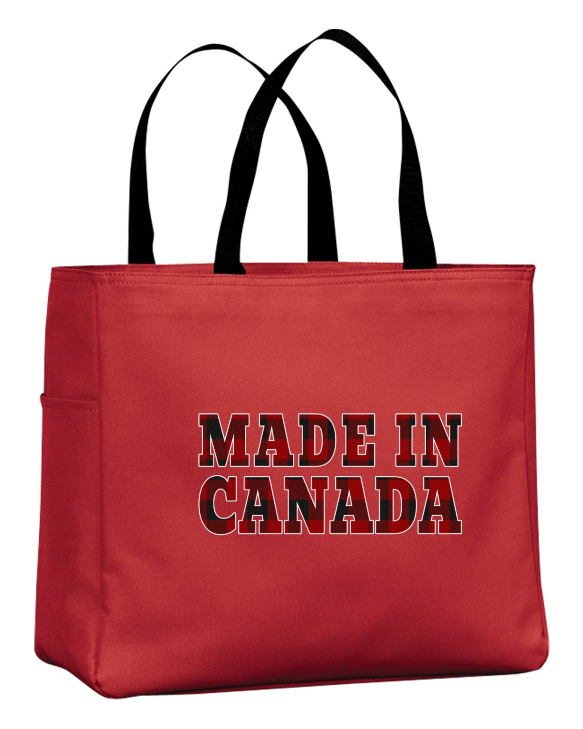 Made In Canada Plaid Background Tote Bag