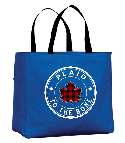 Plaid To The Bone Leaf Tote Bag
