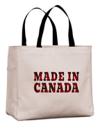 Made In Canada Plaid Background Tote Bag