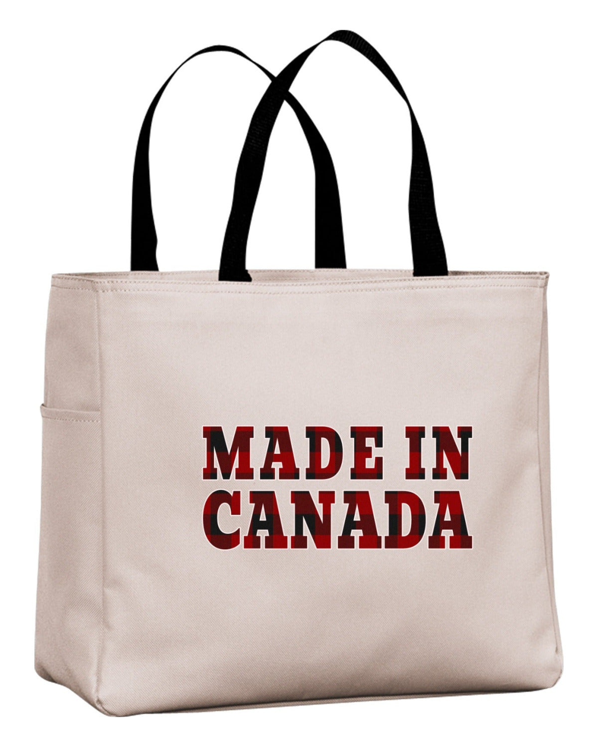 Made In Canada Plaid Background Tote Bag