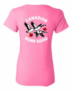 Canadian Bomb Squad Cropped Left Chest and Back Women's Tee in Azalea Pink - back
