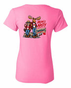 Mean and Nasty New Left Chest and Back Women's Tee in Azalea Pink - back