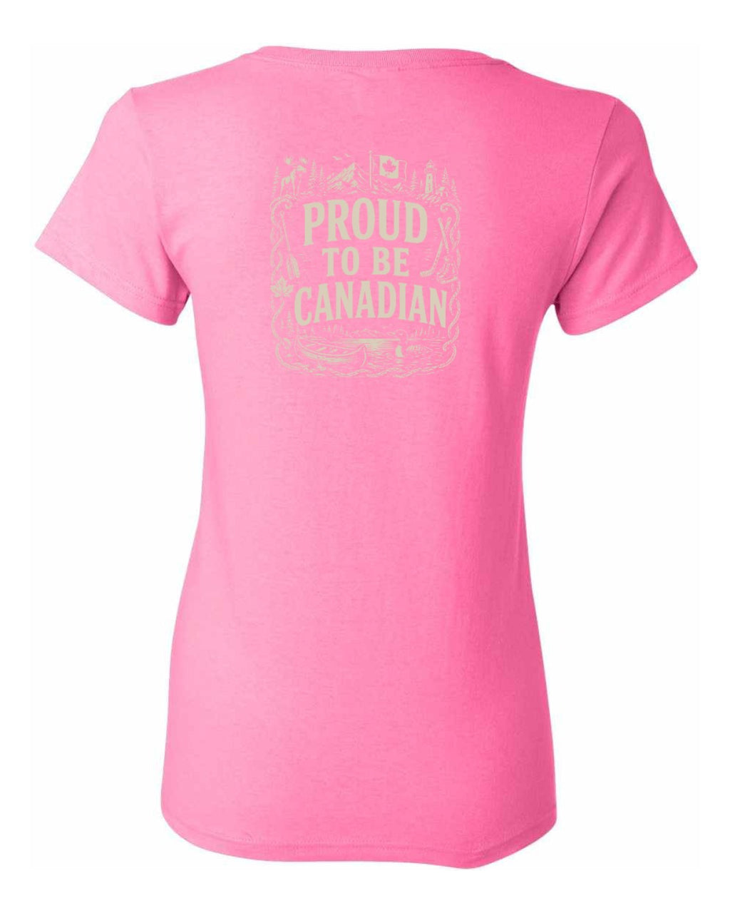 Proud To Be Canadian Folk Left Chest and Back  Women's Tee
