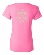 Proud To Be Canadian Folk Left Chest and Back  Women's Tee