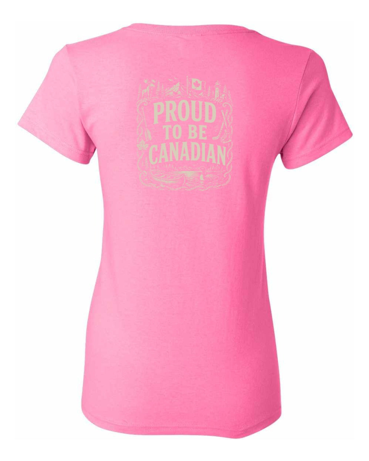 Proud To Be Canadian Folk Left Chest and Back  Women's Tee