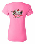 We Tried Nice New Left Chest and Back Women's Tee in Azalea Pink - back
