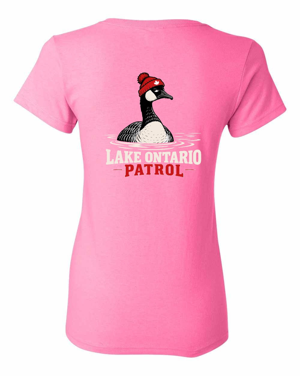 Lake Patrol Left Chest and Back Women's Tee in Azalea Pink - back