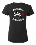 Canadian Bomb Squad Cropped Left Chest and Back Women's Tee in Black - back