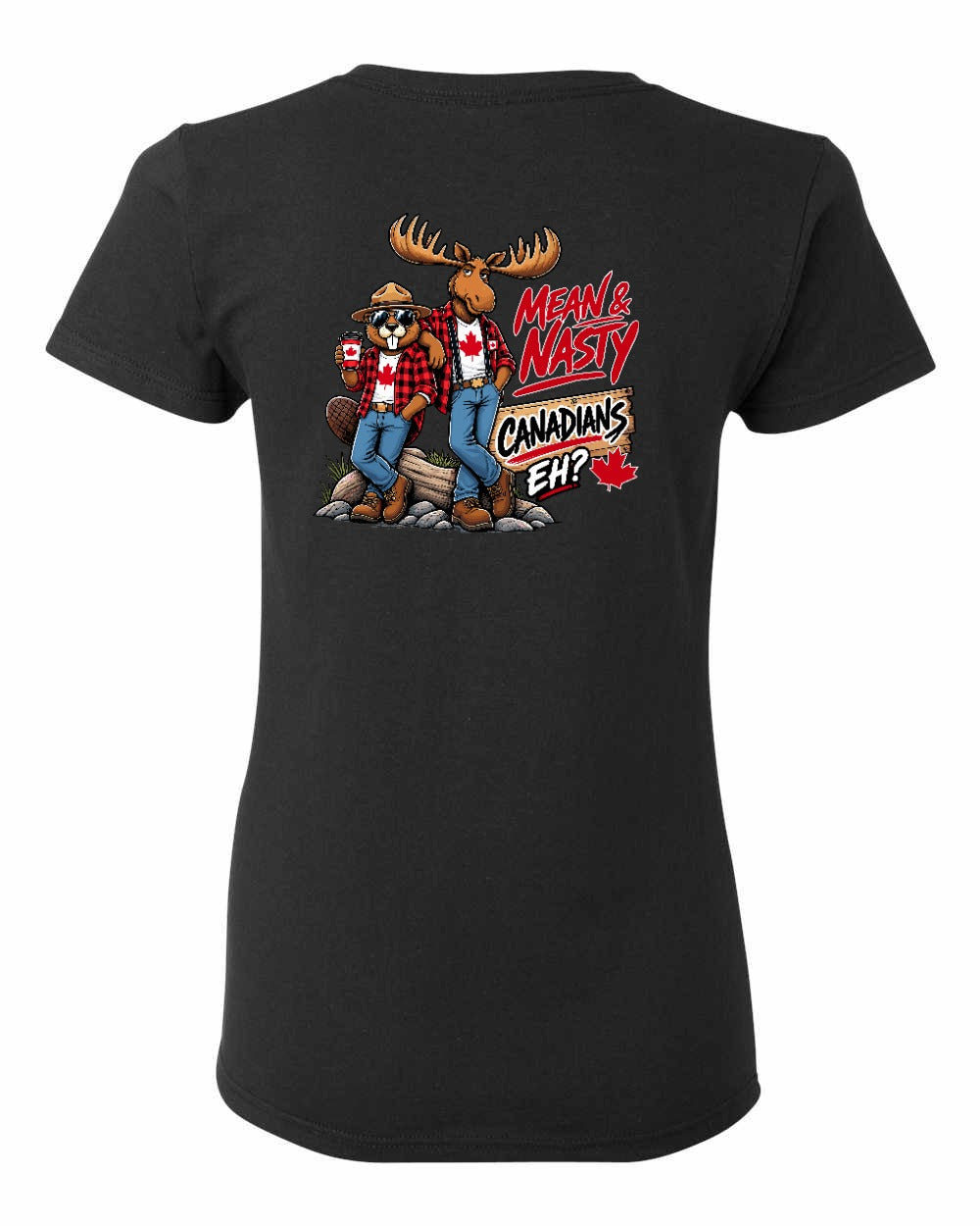 Mean and Nasty New Left Chest and Back Women's Tee in Black - back