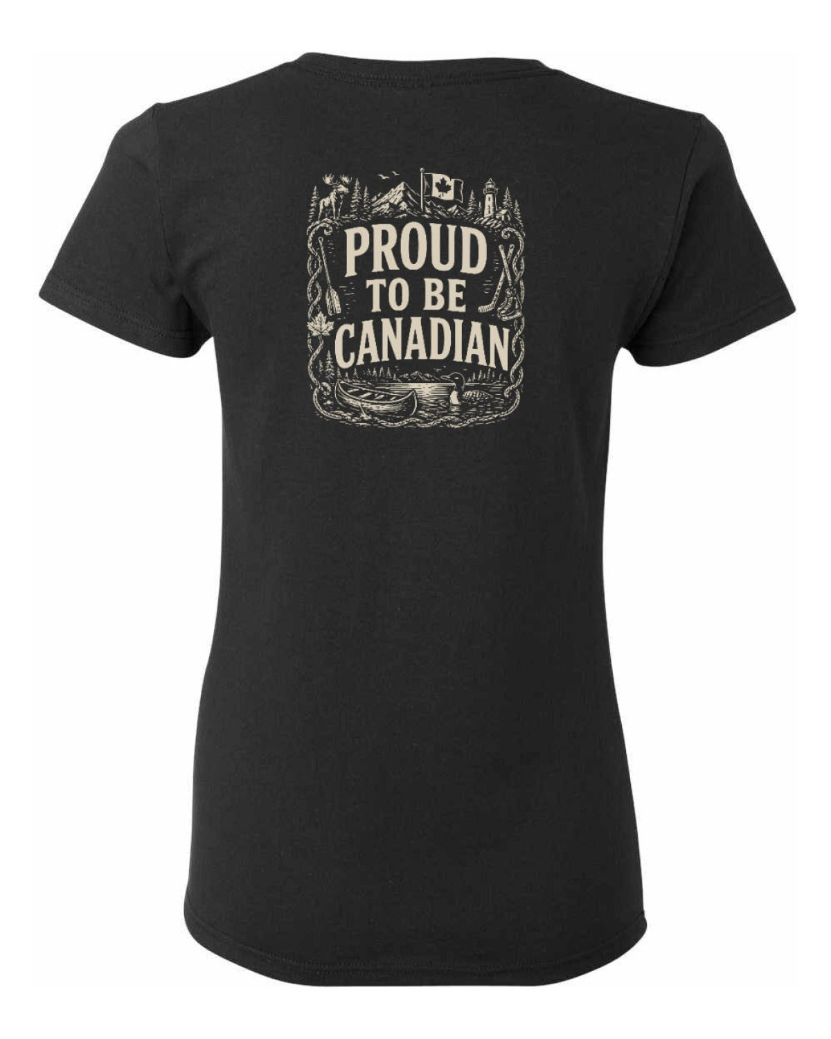 Proud To Be Canadian Folk Left Chest and Back  Women's Tee
