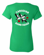 Canadian Bomb Squad Cropped Left Chest and Back Women's Tee in Irish Green - back