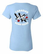 Canadian Bomb Squad Cropped Left Chest and Back Women's Tee in Light Blue - back