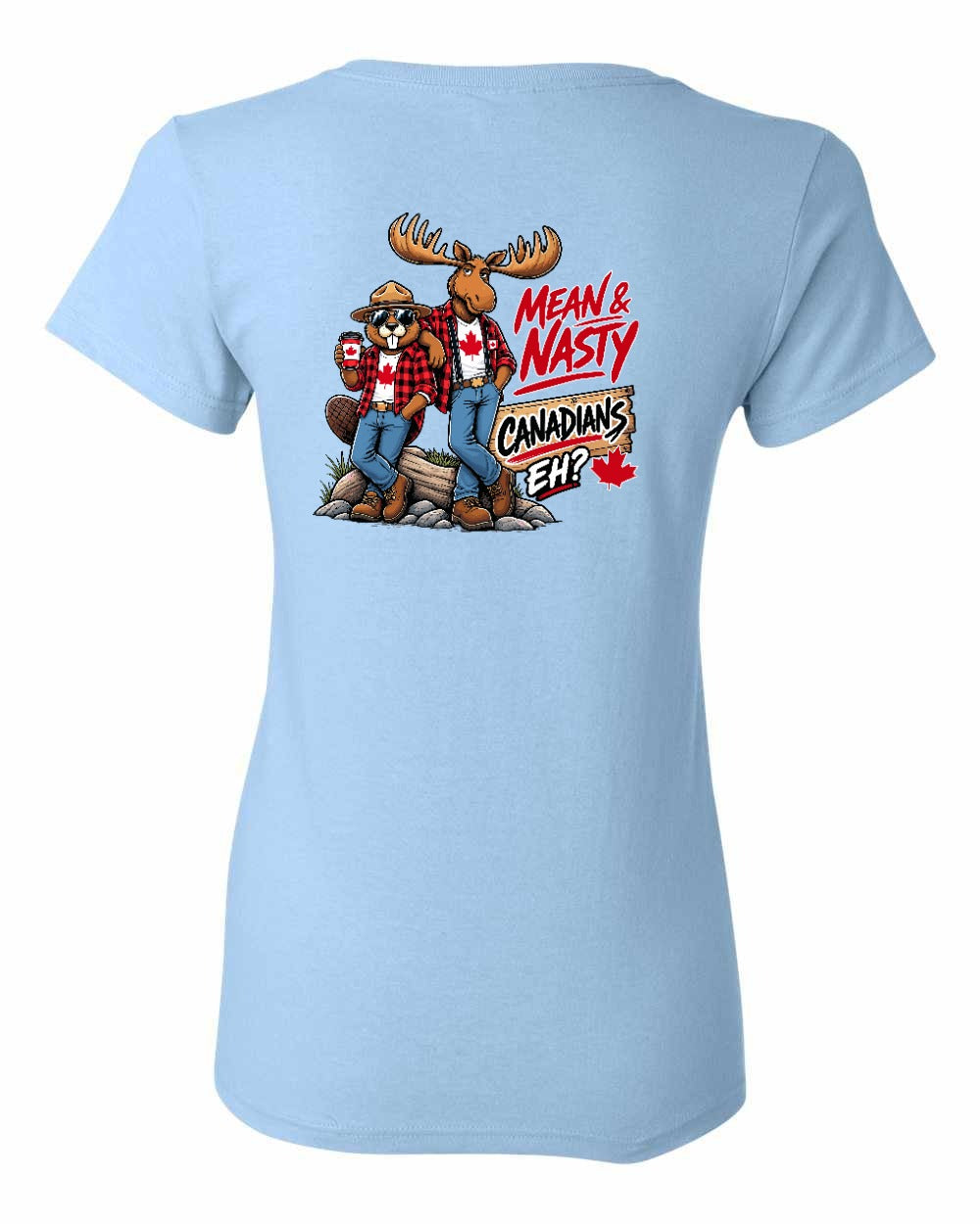 Mean and Nasty New Left Chest and Back Women's Tee in Light Blue - back