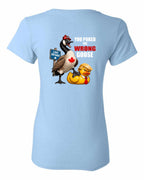 Poked the Wrong Goose Left Chest and Back Women's Tee in Light Blue - back