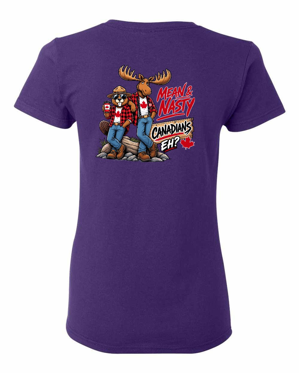 Mean and Nasty New Left Chest and Back Women's Tee in Purple - back