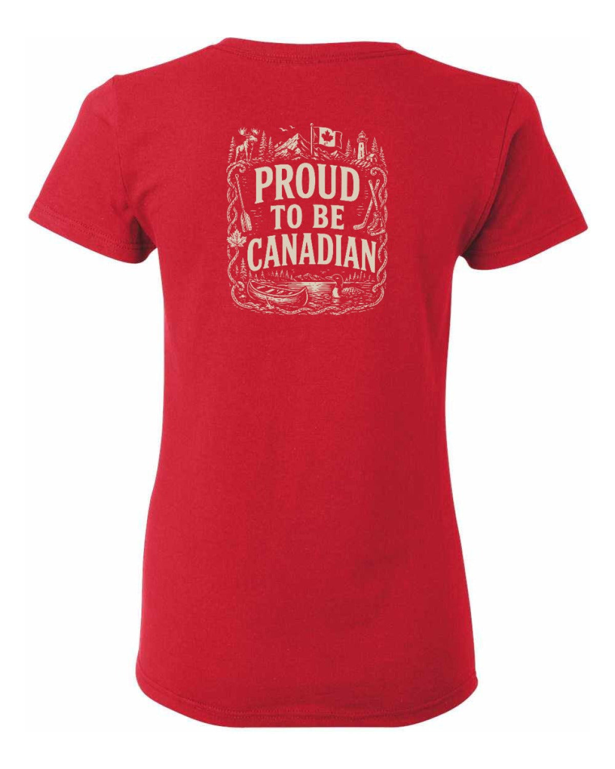 Proud To Be Canadian Folk Left Chest and Back  Women's Tee