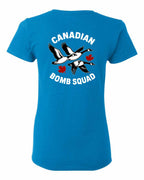 Canadian Bomb Squad Cropped Left Chest and Back Women's Tee in Sapphire - back