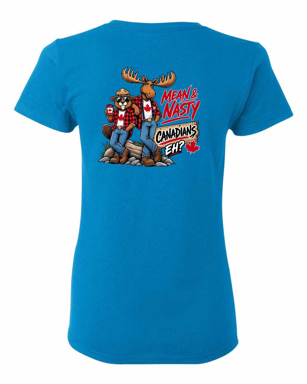 Mean and Nasty New Left Chest and Back Women's Tee in Sapphire - back