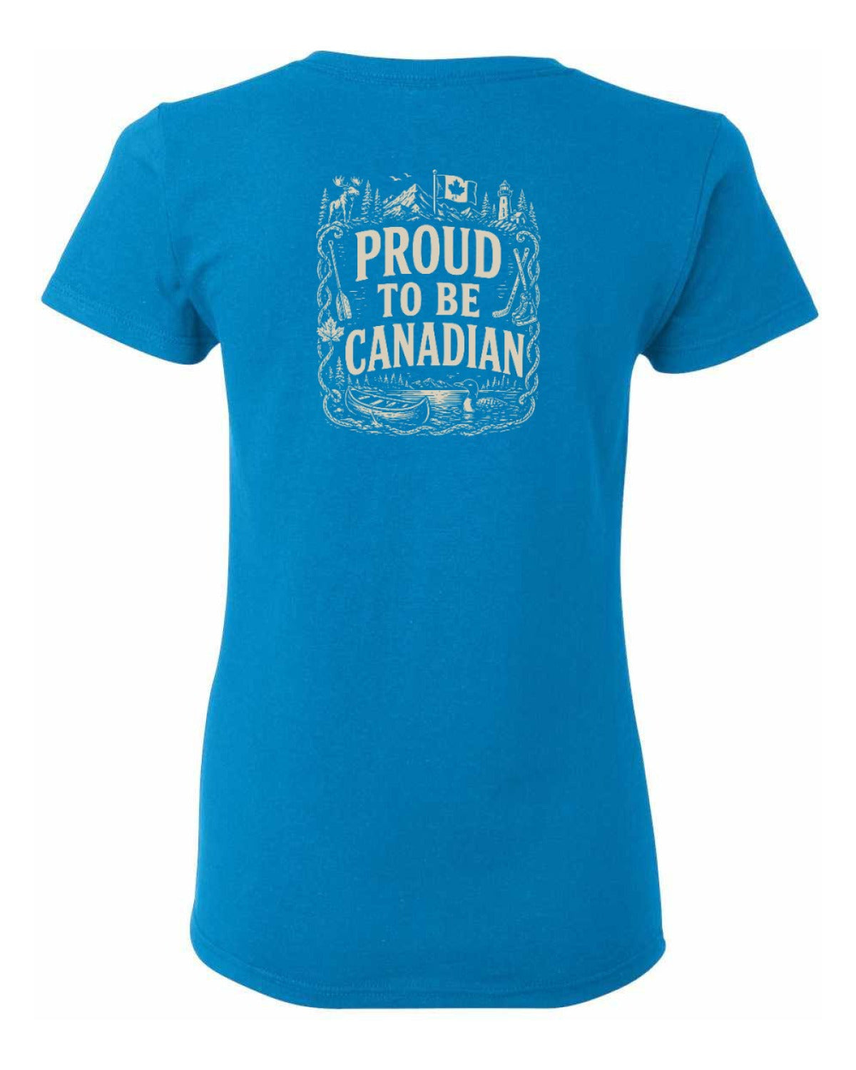 Proud To Be Canadian Folk Left Chest and Back  Women's Tee