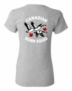 Canadian Bomb Squad Cropped Left Chest and Back Women's Tee in Sport Grey - back