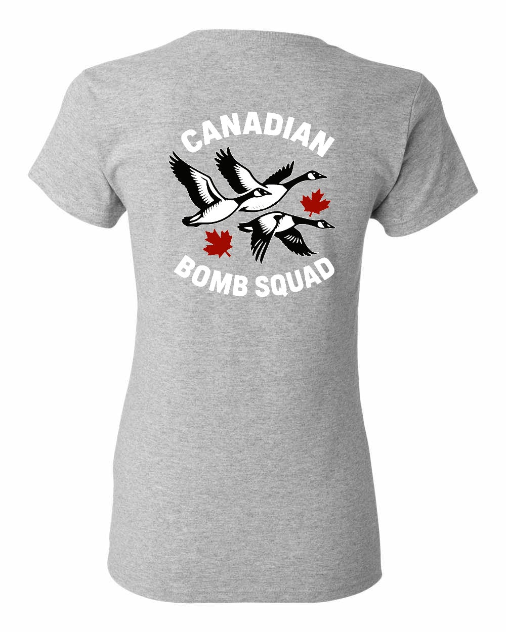 Canadian Bomb Squad Cropped Left Chest and Back Women's Tee in Sport Grey - back