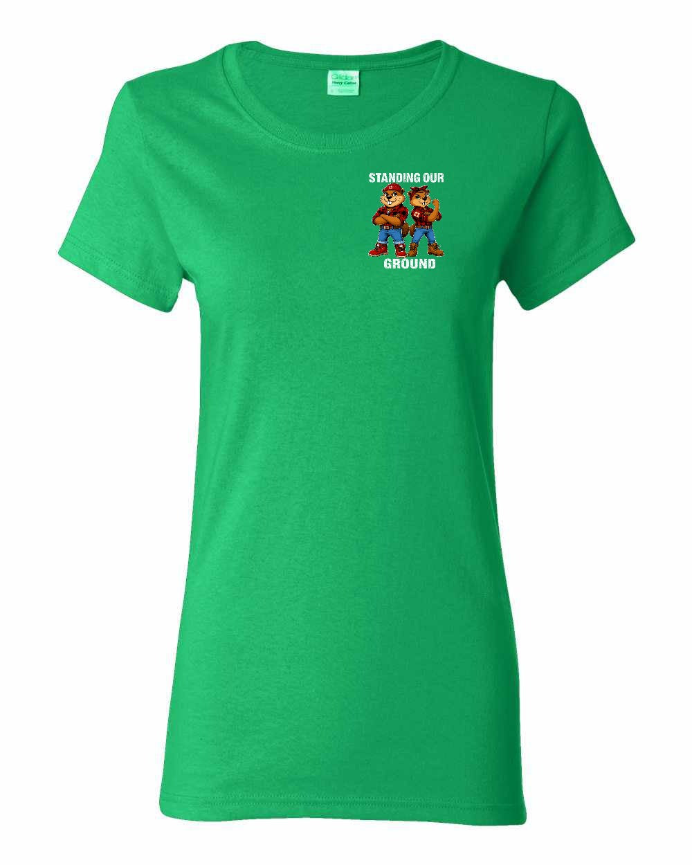 Standing Our Ground Left Chest Women's Tee in Irish Green