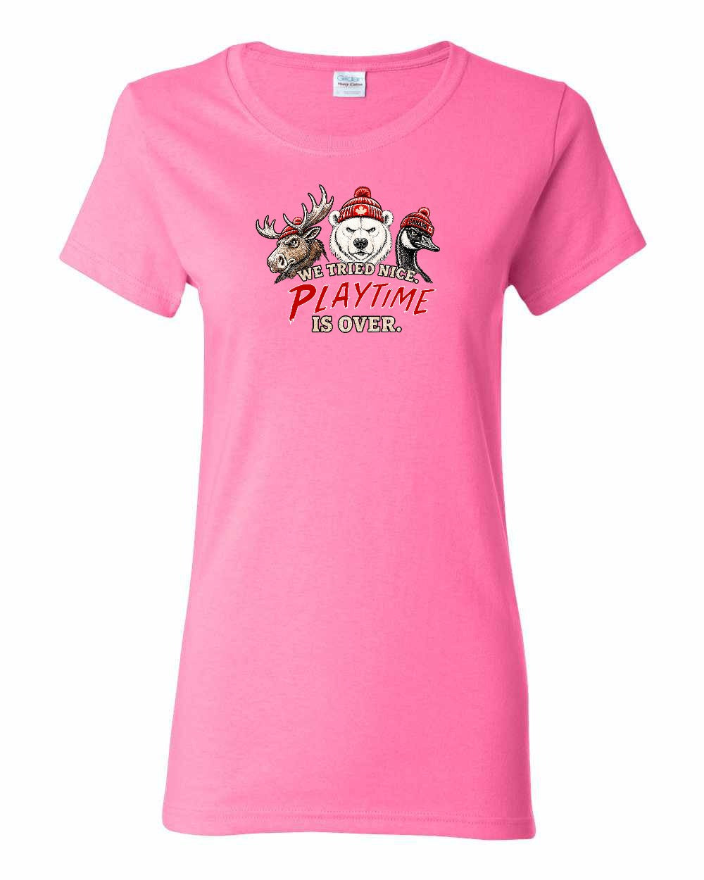 We Tried Nice New Full Front Women's Tee in Azalea Pink