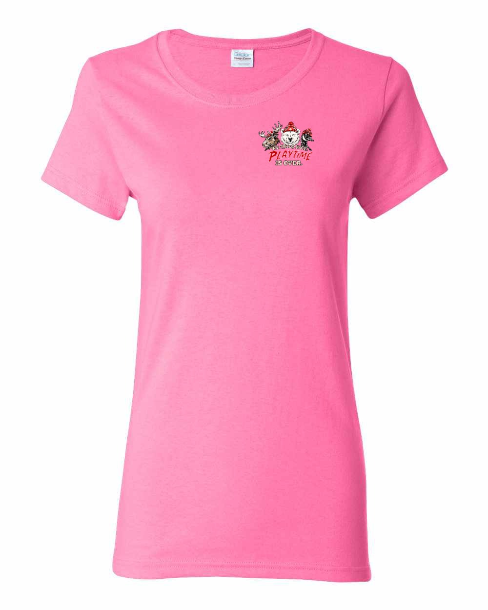 We Tried Nice New Left Chest and Back Women's Tee in Azalea Pink