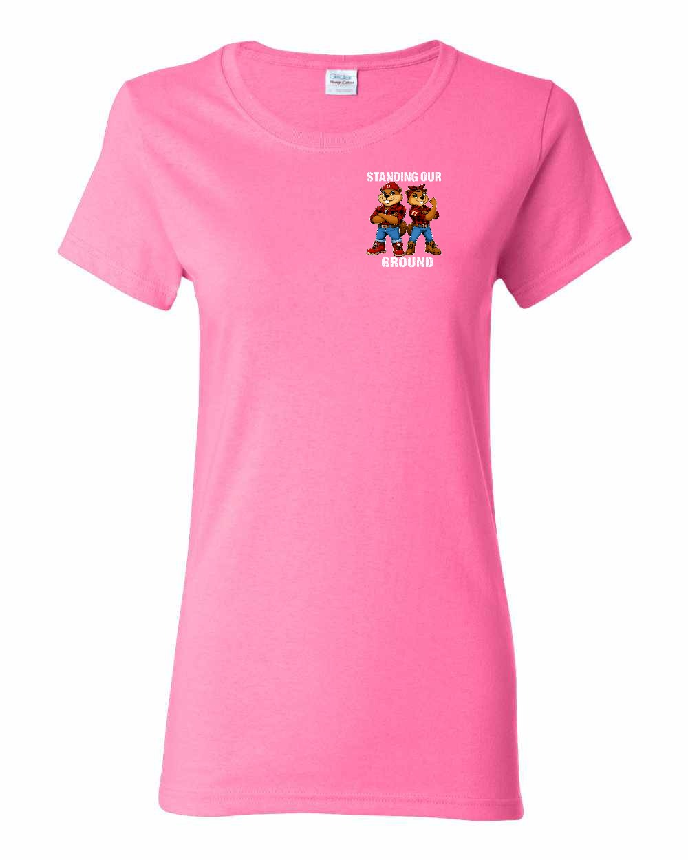 Standing Our Ground Left Chest Women's Tee in Azalea Pink