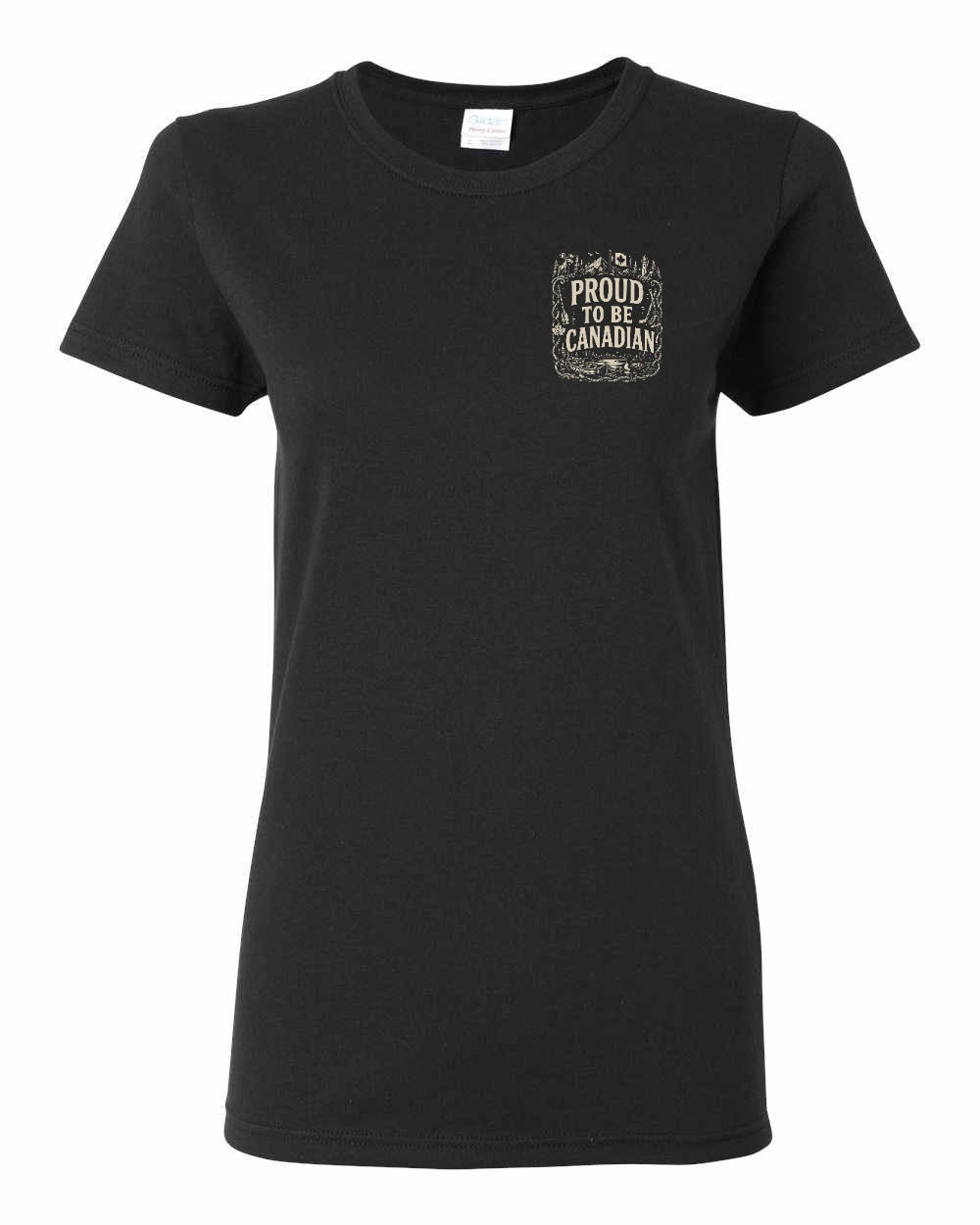 Proud To Be Canadian Folk Left Chest  Women's Tee