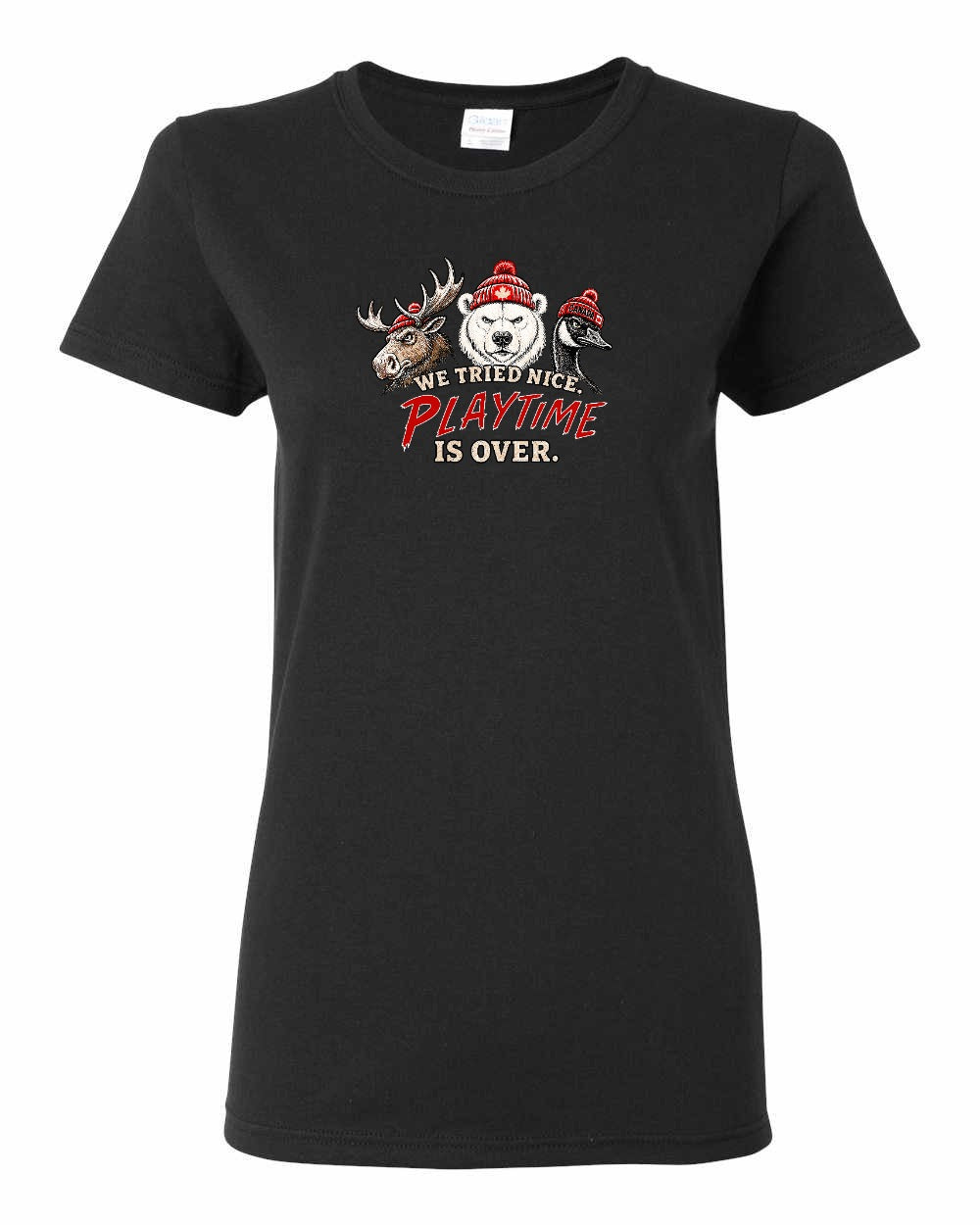 We Tried Nice New Full Front Women's Tee in Black